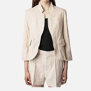 ZADIG and Voltaire Verys Crinkled Leather Jacket/Blazer, size M/L, 42